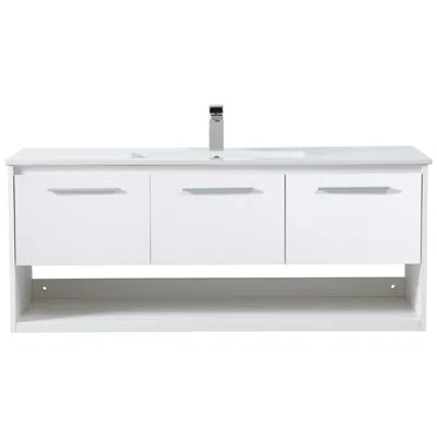 Elegant Lighting 48 Inch Single Bathroom Floating Vanity In White