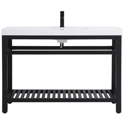 Elegant Lighting 48 Inch Single Bathroom Metal Vanity In Black