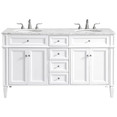 Elegant Lighting 60 In. Double Bathroom Vanity Set, White