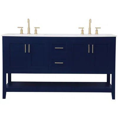 Elegant Lighting 60 Inch Double Bathroom Vanity, Blue