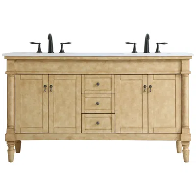 Elegant Lighting 60 Inch Double Bathroom Vanity In Antique Beige