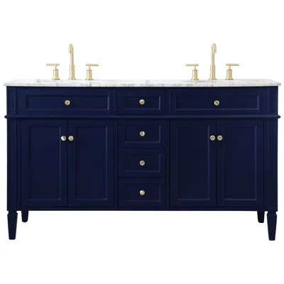 Elegant Lighting 60 Inch Double Bathroom Vanity In Blue