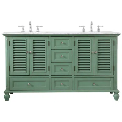 Elegant Lighting 60 Inch Double Bathroom Vanity In Vintage Mint
