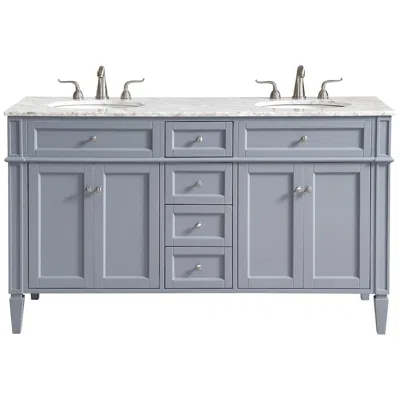 Elegant Lighting 60 Inch Double Bathroom Vanity Set In Grey