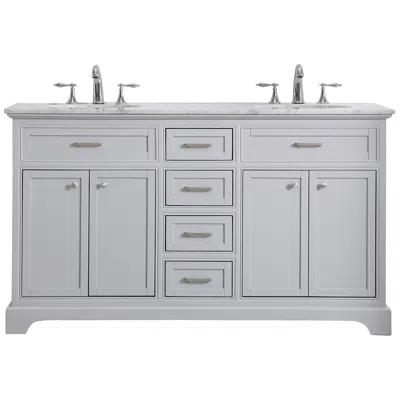 Elegant Lighting 60 Inch Double Bathroom Vanity Set In Light Grey