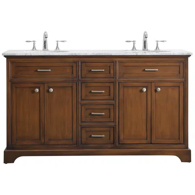 Elegant Lighting 60 Inch Double Bathroom Vanity Set In Teak