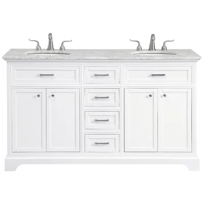 Elegant Lighting 60 Inch Double Bathroom Vanity Set, White