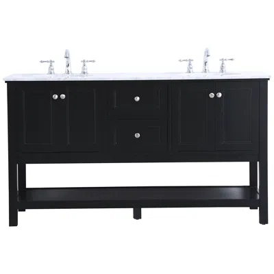 Elegant Lighting 60 Inch Double Sink Bathroom Vanity Set In Black
