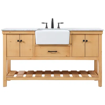 Elegant Lighting 60 Inch Natural Wood Single Sink Bathroom Vanity