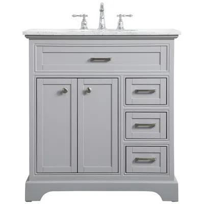 Elegant Lighting Aaron 32" Wide Gray 3-drawer Single Sink Bathroom Vanity