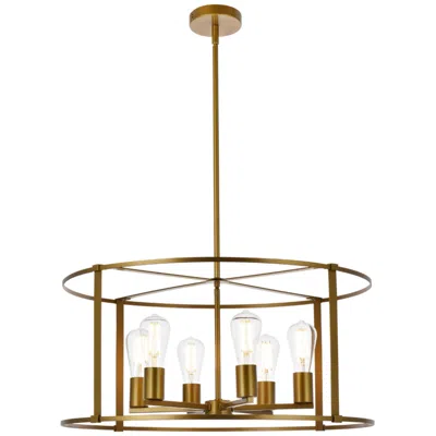 Elegant Lighting Agnys 6 Lts Pendant In Brass