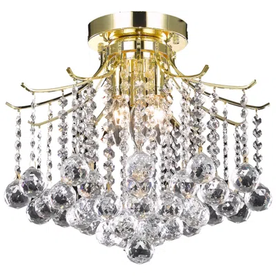 Elegant Lighting Amelia Collection 16" Wide Traditional Gold Flush Mount Ceiling Light