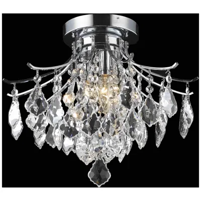 Elegant Lighting Amelia Collection Flush Mount D16in H12in Lt:3 Chrome Finish