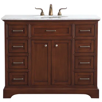 Elegant Lighting Americana 42" Wide Teak 8-drawer Single Sink Bathroom Vanity