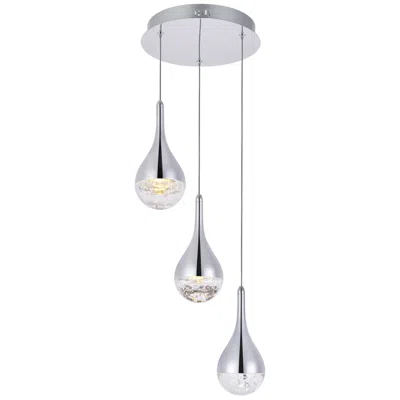 Elegant Lighting Amherst 12" Wide Chrome Teardrop Led Multi-light Pendant