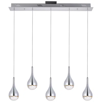 Elegant Lighting Amherst 33 3/4" Wide Chrome 5-light Led Linear Pendant