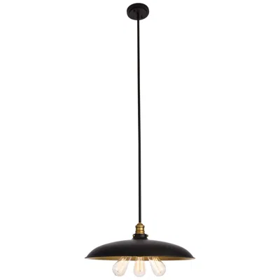 Elegant Lighting Anders Collection Chandelier D20.5 H6.5 Lt:3 Black And Brass Finish