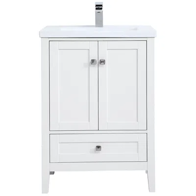 Elegant Lighting Aqua 24" Wide White 2-door Single Sink Bathroom Vanity