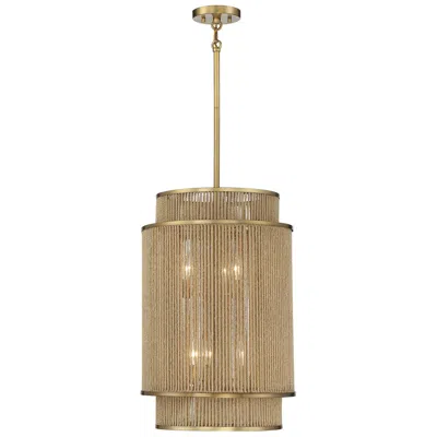Elegant Lighting Ashburn 16" Wide Gold Metal Rope 6-light Pendant