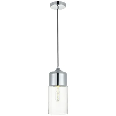 Elegant Lighting Ashwell 1 Lt Chrome Pendant With Clear Glass