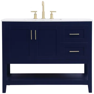 Elegant Lighting Aubrey 42" Wide Blue 3-door Single Sink Bathroom Vanity