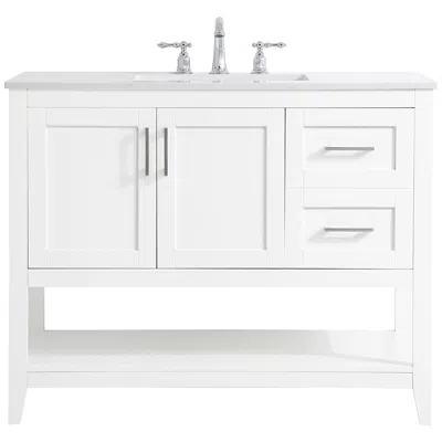 Elegant Lighting Aubrey 42" Wide White 3-door Single Sink Bathroom Vanity