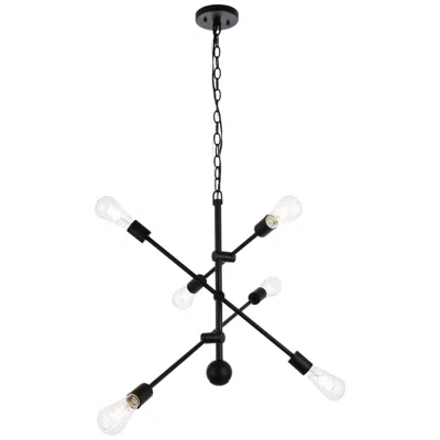 Elegant Lighting Axel 29" Wide Black 6-light Pendant Light