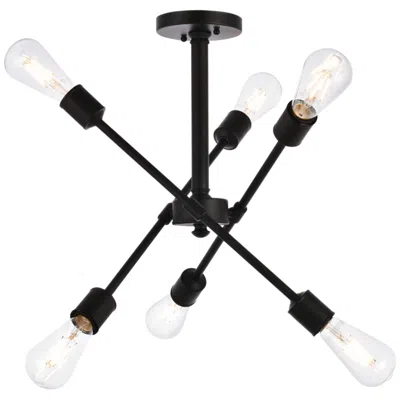 Elegant Lighting Axel 6 Lts Black Flushmount