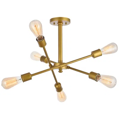 Elegant Lighting Axel 6 Lts Brass Flush Mount