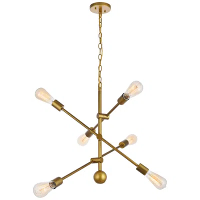 Elegant Lighting Axel 6 Lts Brass Pendant