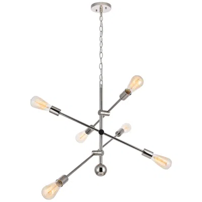 Elegant Lighting Axel 6 Lts Polished Nickel Pendant