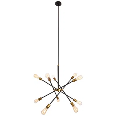 Elegant Lighting Axel Collection Chandelier D27.2 H32.5 Lt:10 Black And Brass Finish