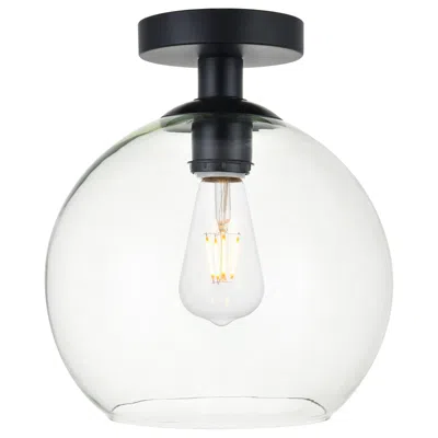 Elegant Lighting Baxter 1 Lt Black Flush Mount W/ Clear Glass