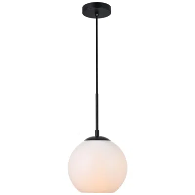 Elegant Lighting Baxter 1 Lt Black Pendant With Frosted White Glass