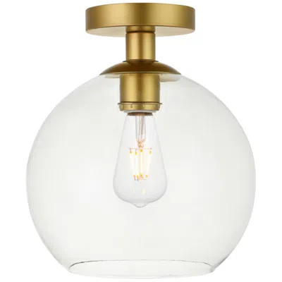 Elegant Lighting Baxter 1 Lt Brass Flush Mount With Clear Glass