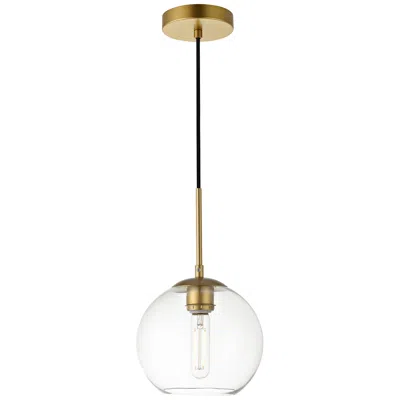 Elegant Lighting Baxter 1 Lt Brass Pendant With Clear Glass