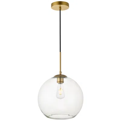 Elegant Lighting Baxter 1 Lt Brass Pendant With Clear Glass In Gold