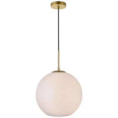 Elegant Lighting Baxter 1 Lt Brass Pendant With Frosted White Glass