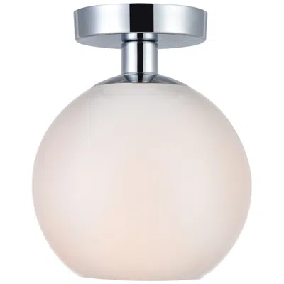 Elegant Lighting Baxter 1 Lt Chrome Flush Mount With Frosted White Glass
