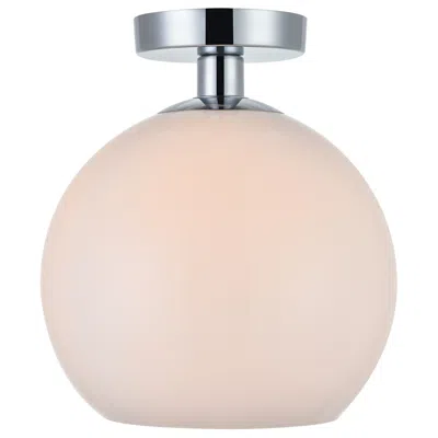 Elegant Lighting Baxter 1 Lt Chrome Flush Mount With Frosted White Glass