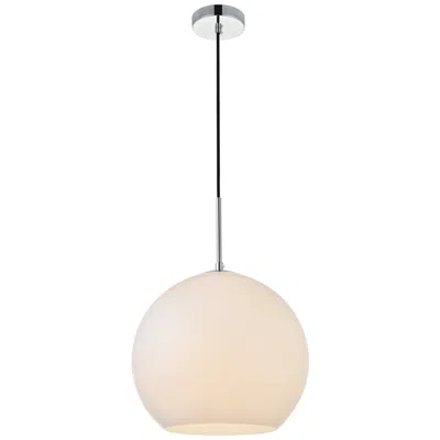 Elegant Lighting Baxter 1 Lt Chrome Pendant With Frosted White Glass