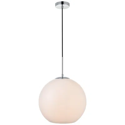 Elegant Lighting Baxter 1 Lt Chrome Pendant With Frosted White Glass