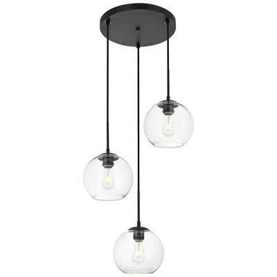 Elegant Lighting Baxter 18" Wide Black Metal 3-light Pendant