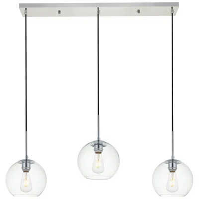 Elegant Lighting Baxter 3 Lts Chrome Pendant With Clear Glass