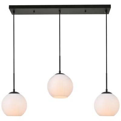 Elegant Lighting Baxter 36" Wide Black Multi-light Pendant W/ Frosted Glass