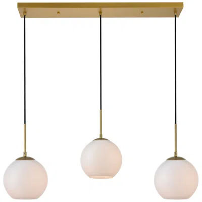 Elegant Lighting Baxter 36" Wide Brass Multi-light Pendant W/ Frosted Glass