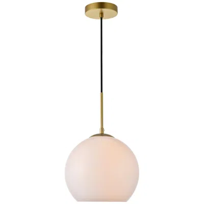 Elegant Lighting Baxter 9 3/4" Wide Brass Mini Pendant W/ Frosted White Glass