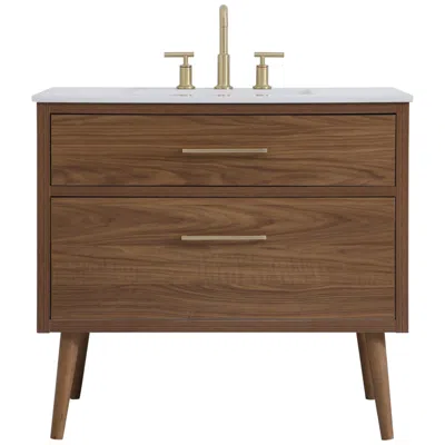 Elegant Lighting Boise 36" Wide Walnut Brown 2-drawer Single Sink Vanity