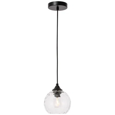 Elegant Lighting Cashel 1 Lt Black And Clear Glass Pendant