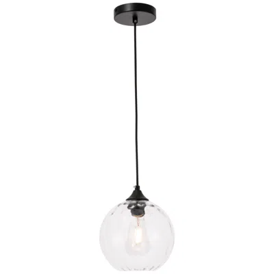 Elegant Lighting Cashel 1 Lt Black And Clear Glass Pendant